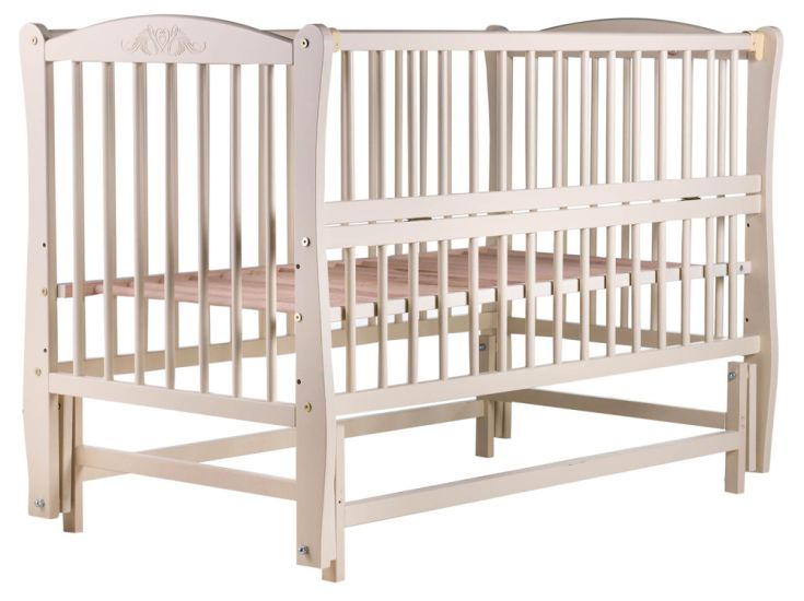 Кровать Babyroom Еліт резьба, маятник, откидной бок DER-6  бук слоновая кость