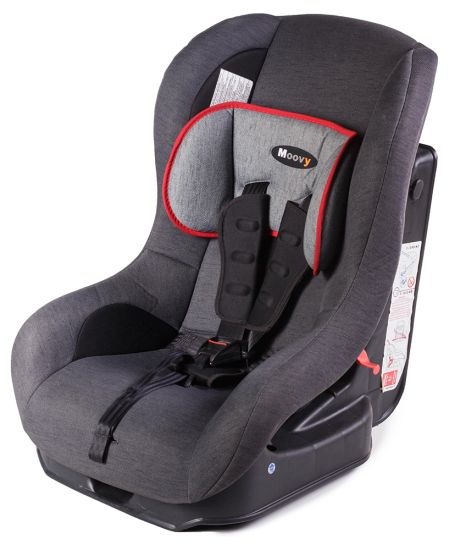 Автокресло Moovy от 0кг до 18кг  графит-светло-серый (красный кант)