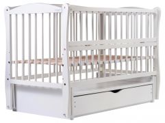 Кровать Babyroom Еліт резьба маятник, ящик, откидной бок DER-7  бук белый