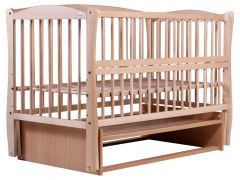 Кровать Babyroom Еліт резьба, маятник, откидной бок DER-6  бук светлый (натуральный)